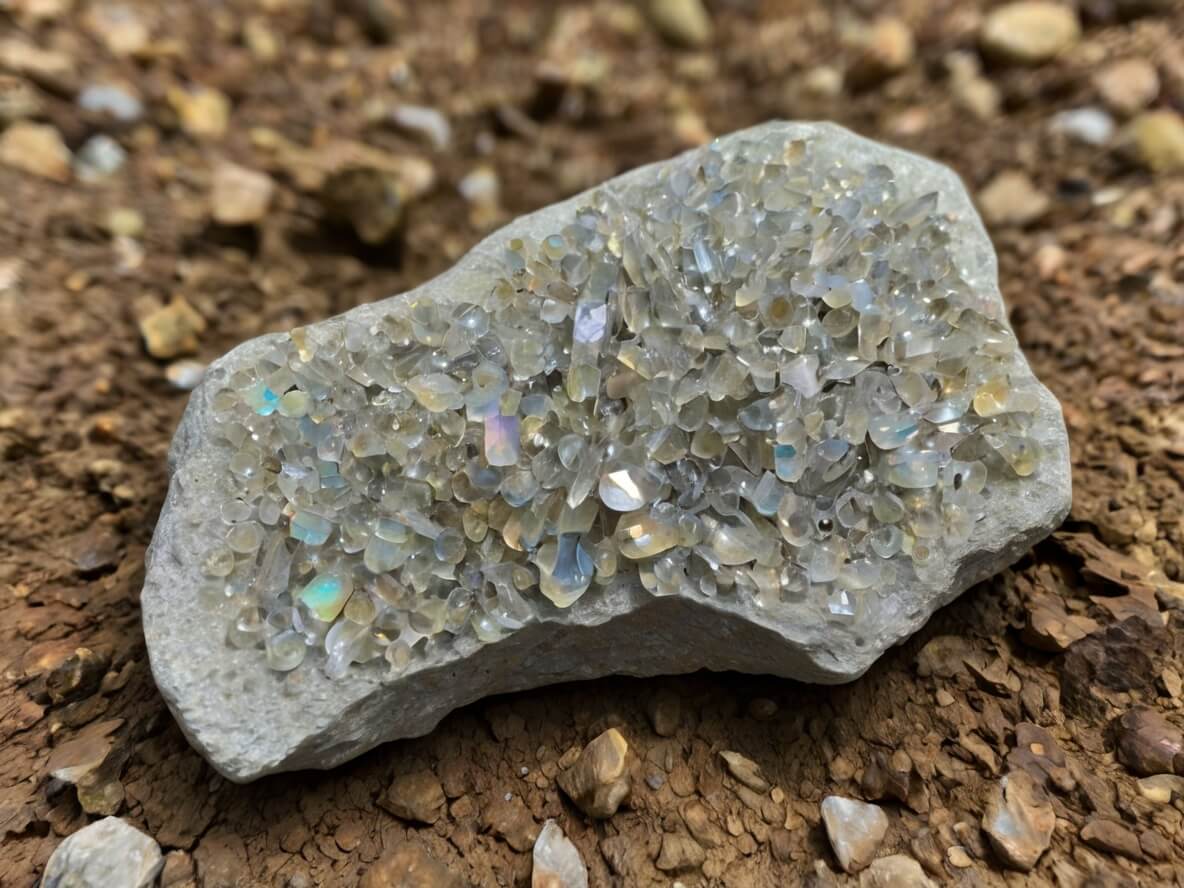 Stein mit Kristallen gefunden