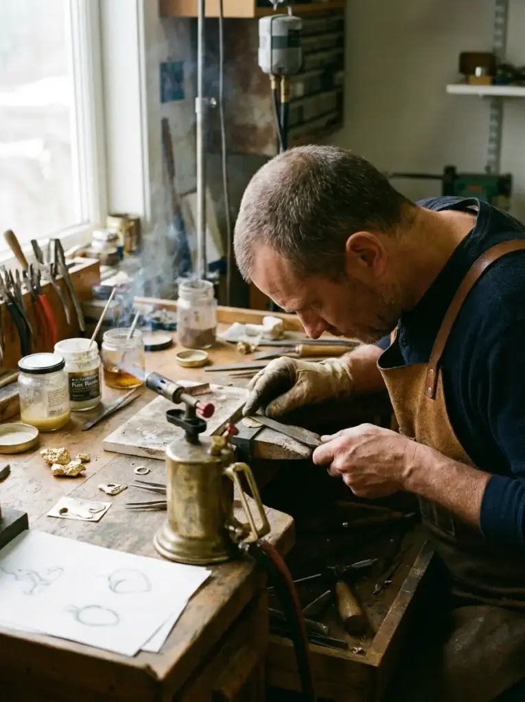 Goldschmied bei der Arbeit